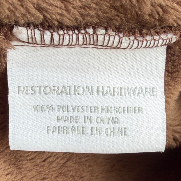 Restoration Hardware Plush Robe Unisex LG Brown Belted Fleece Soft Pockets Cozy - Picture 3 of 9